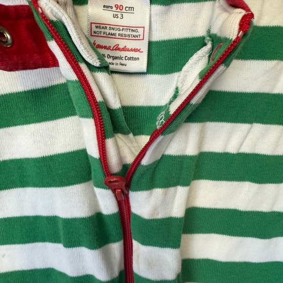🎄 Green and White Striped Kids One Piece - Picture 2 of 3